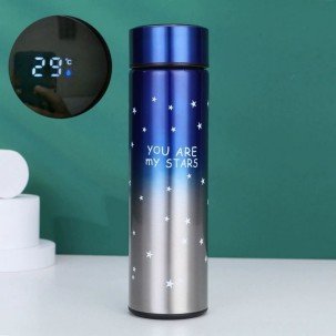 Термос с LED дисплей в луксозна кутия 0,500 мл Синьо и Сиво